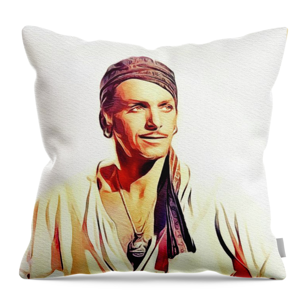 Douglas Throw Pillow featuring the painting Douglas Fairbanks, Jr., Vintage Movie Star #1 by Esoterica Art Agency