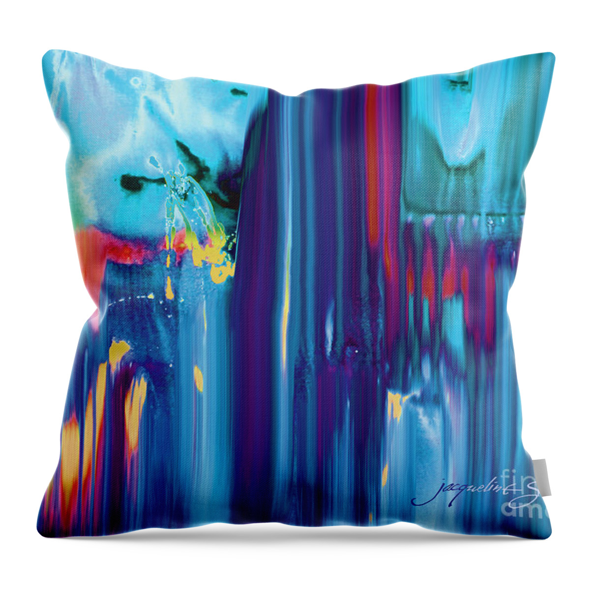 Abstract Throw Pillow featuring the digital art Drenched #1 by Jacqueline Shuler