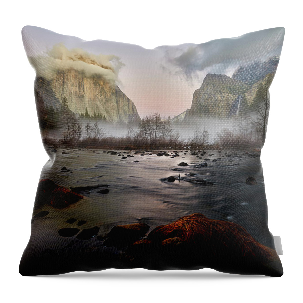 Forest Throw Pillow featuring the photograph Dusk in Yosemite #1 by Jon Glaser