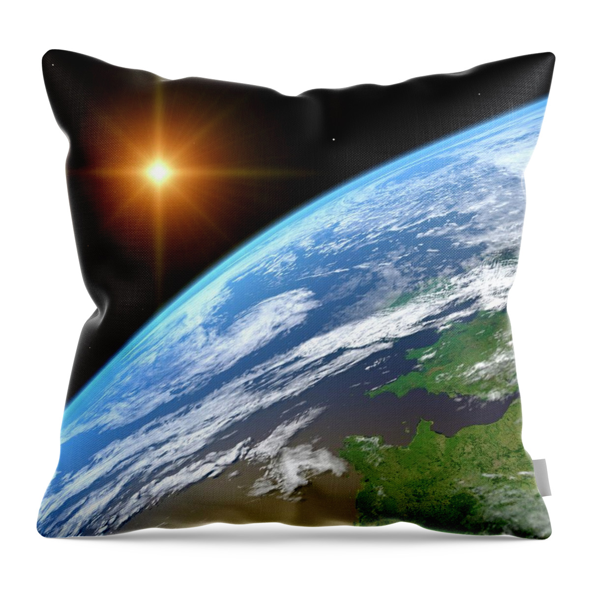 Color Image Throw Pillow featuring the digital art Earth, Artwork #1 by Science Photo Library - Roger Harris.
