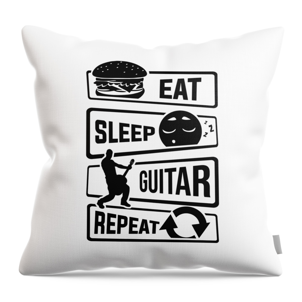 Music Throw Pillow featuring the digital art Eat Sleep Guitar Repeat String Music Instrument #1 by Mister Tee
