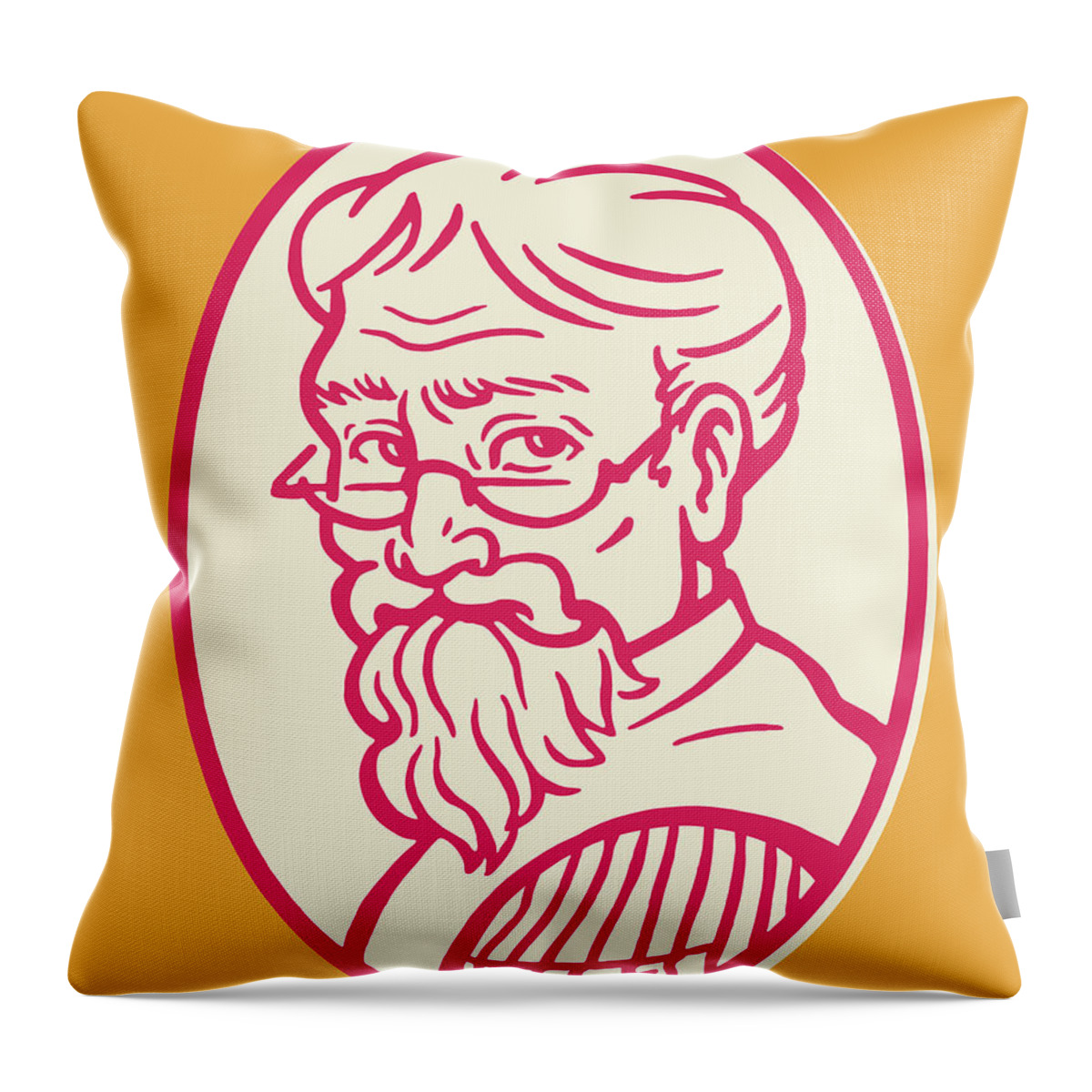 Accessories Throw Pillow featuring the drawing Eldery Man With Beard #1 by CSA Images