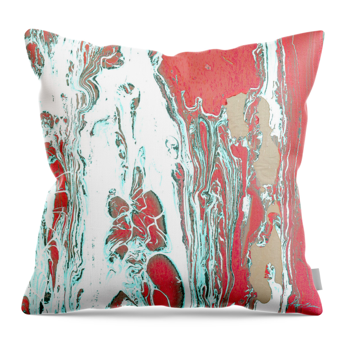 Elemental Throw Pillow featuring the mixed media Elemental Flow #1 by Hugo Edwins