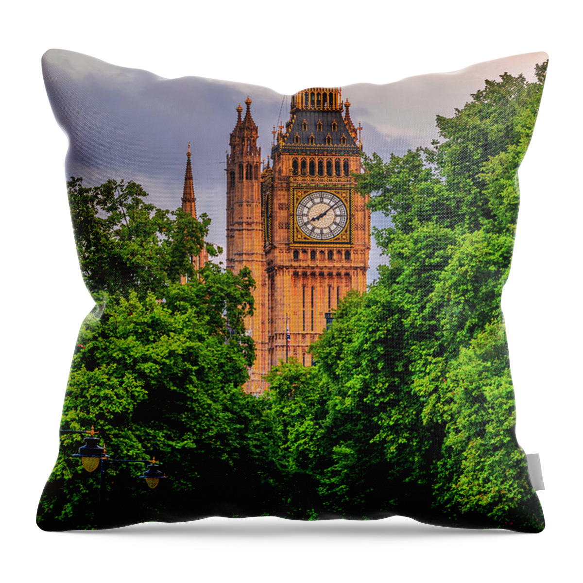 Estock Throw Pillow featuring the digital art England, London, Great Britain, City Of Westminster, Palace Of Westminster, Houses Of Parliament, Big Ben, #1 by Alessandro Saffo