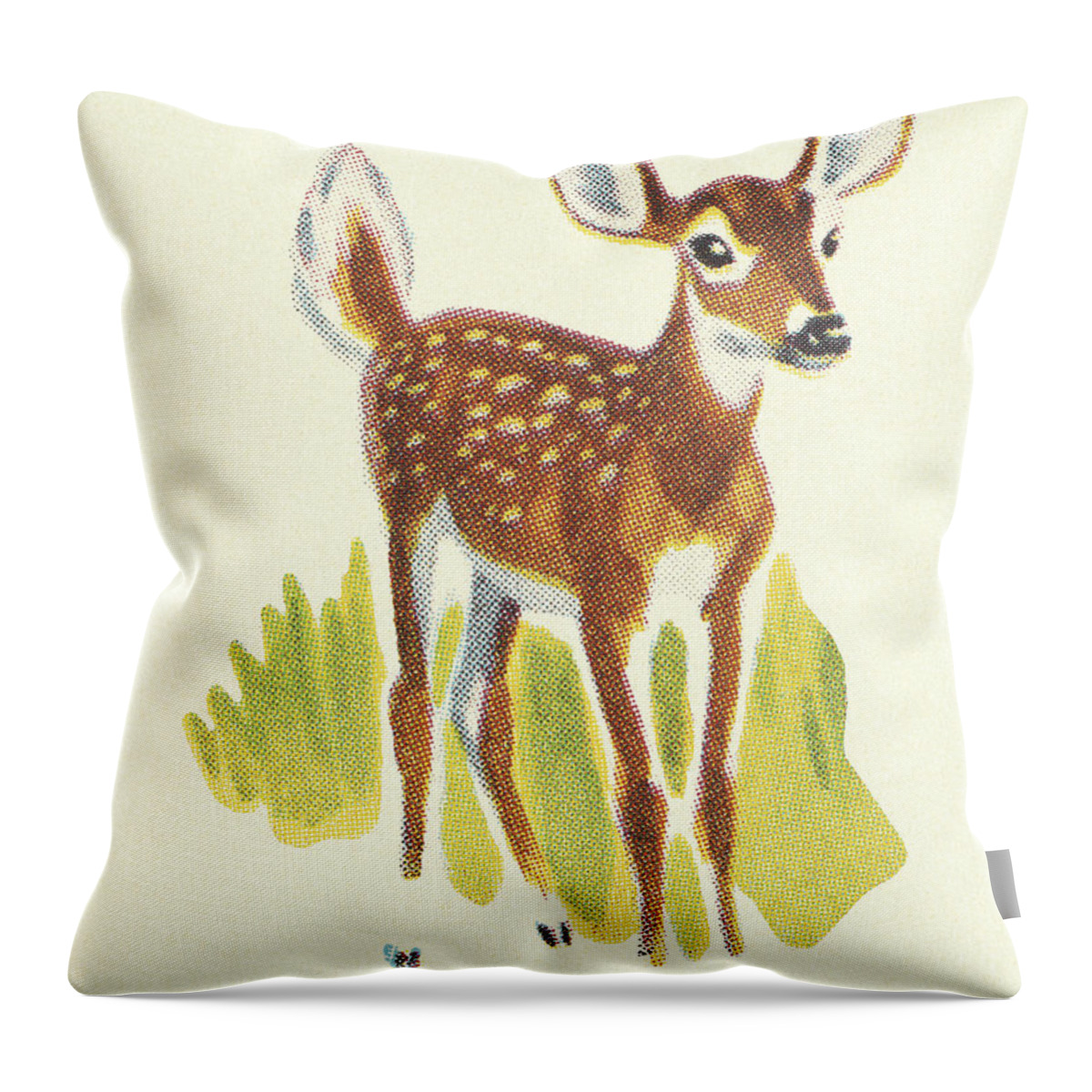 Animal Throw Pillow featuring the drawing Fawn #1 by CSA Images