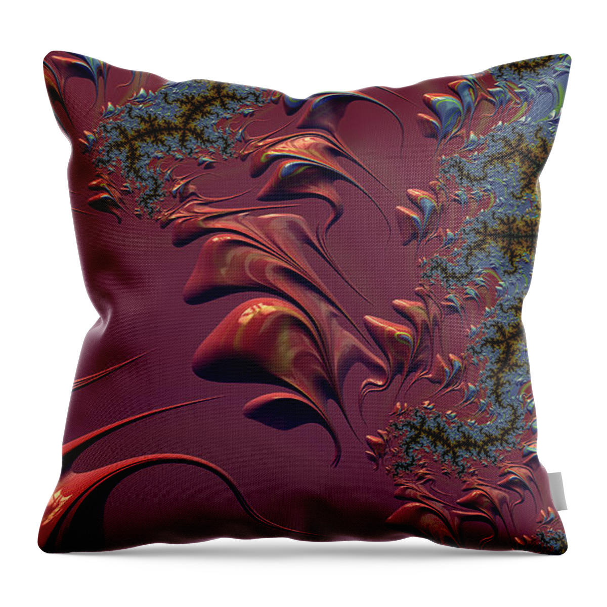 Abstract Throw Pillow featuring the digital art Fractal Playground in Pink by Shelli Fitzpatrick