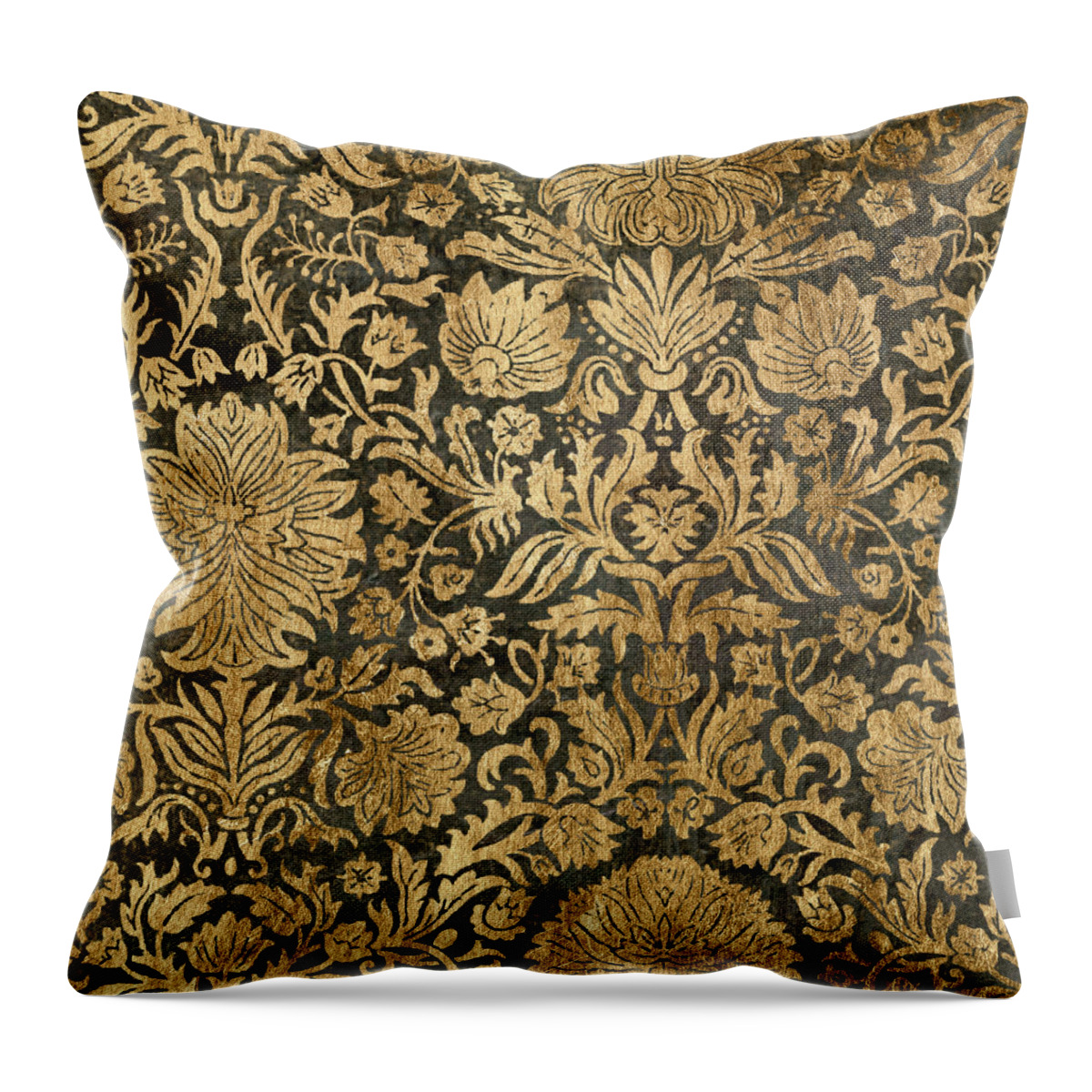 Decorative Throw Pillow featuring the painting Golden Damask IIi #1 by Jennifer Goldberger