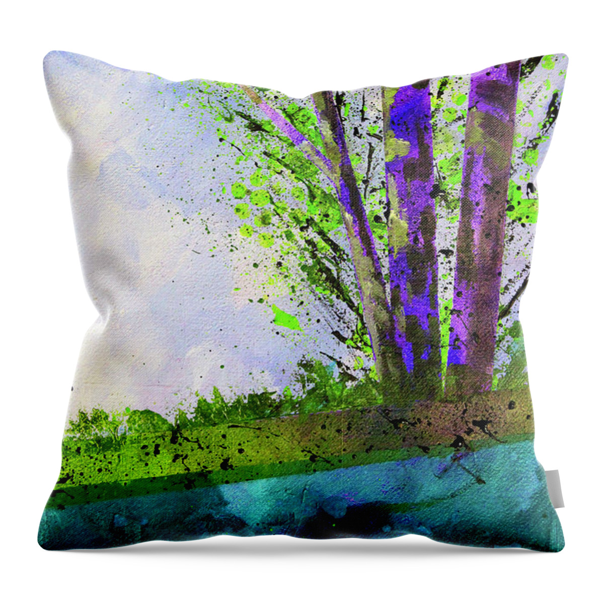 Semi Abstract Throw Pillow featuring the painting Good Morning #2 by Nancy Merkle