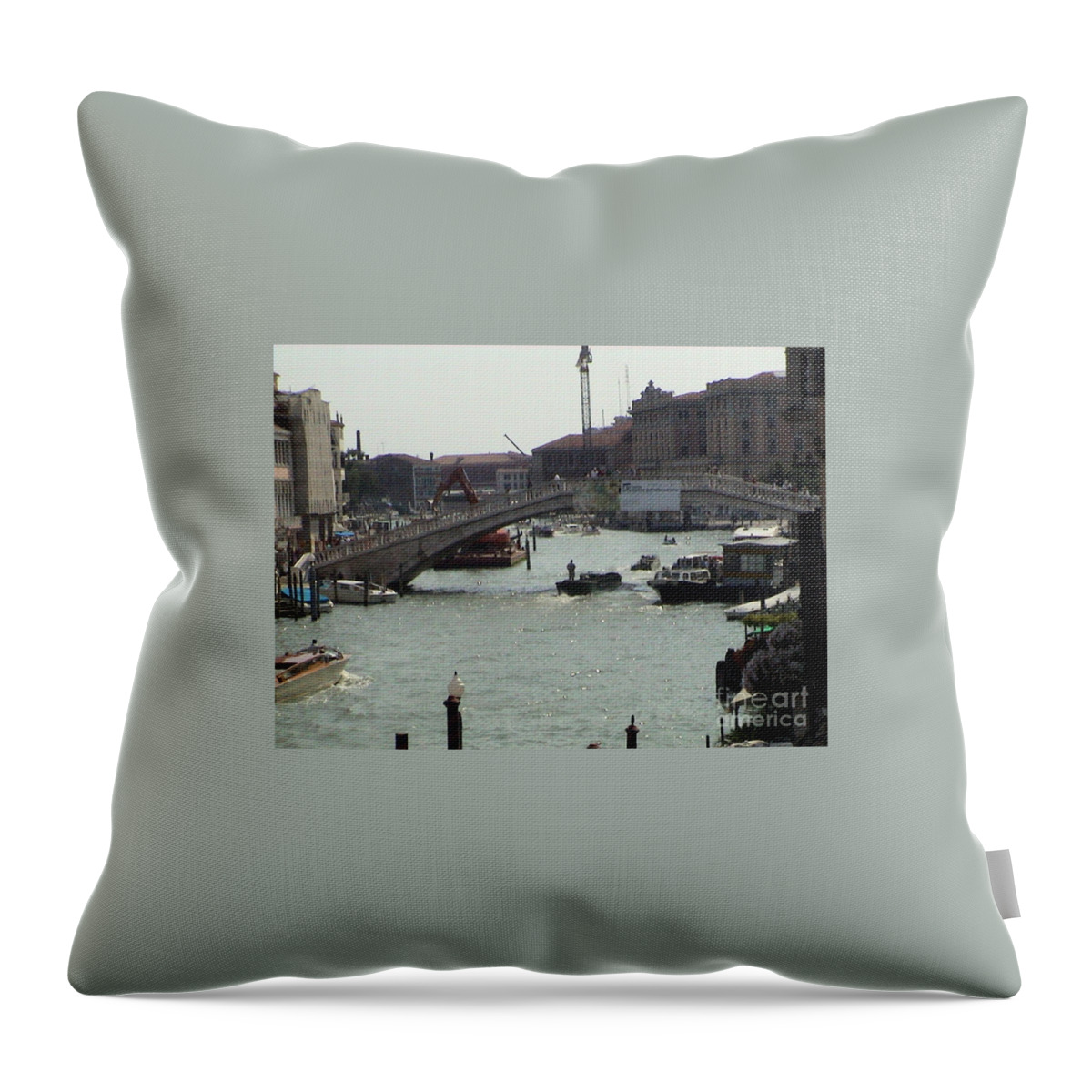 Venice Throw Pillow featuring the photograph Grand Canal Venice Italy Panoramic View #1 by John Shiron