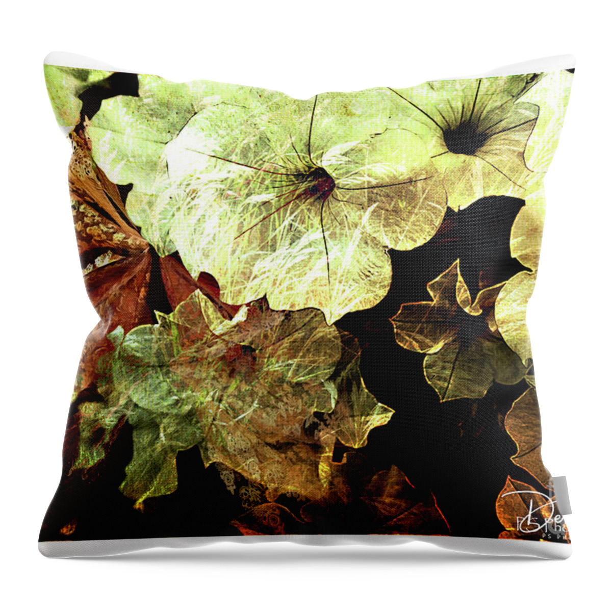 Flowers Throw Pillow featuring the digital art Grass in Flowers by Deb Nakano