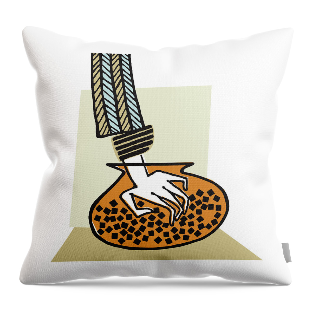 Bowl Throw Pillow featuring the drawing Hand Reaching in Jar #1 by CSA Images