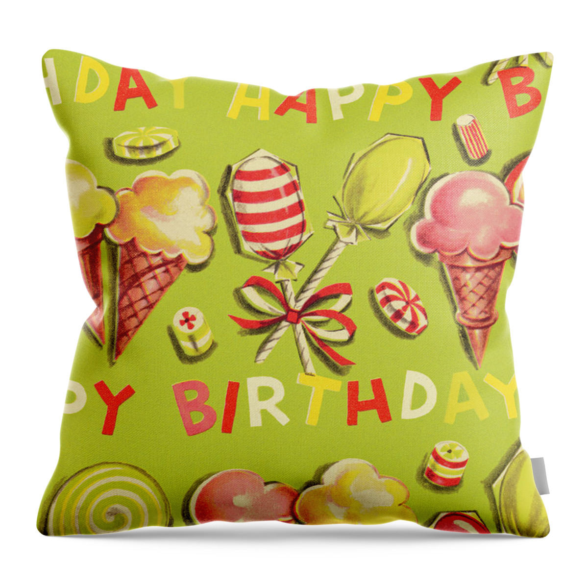 Background Throw Pillow featuring the drawing Happy Birthday Treats #1 by CSA Images
