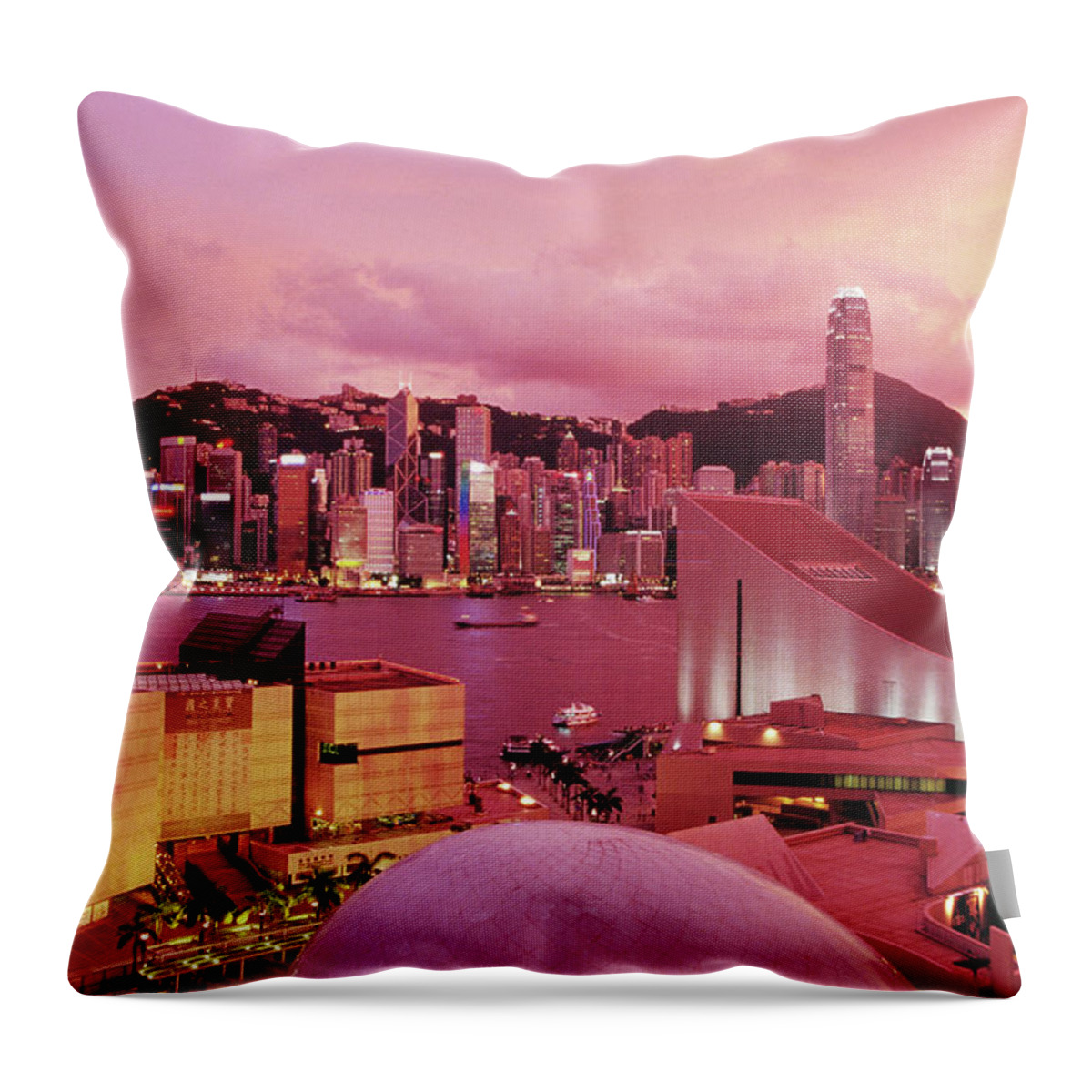 City Throw Pillow featuring the photograph Hong Kong Island Skyline, Victoria #1 by Richard I'anson