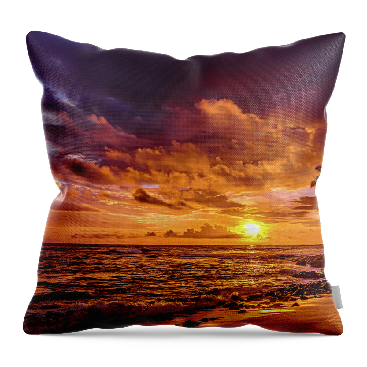 Hawaii Throw Pillow featuring the photograph Honl Beach #1 by John Bauer