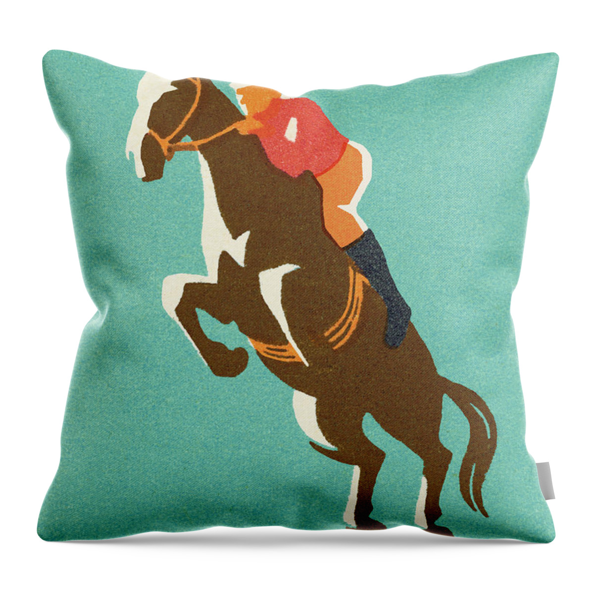 Animal Throw Pillow featuring the drawing Horse Racer #1 by CSA Images