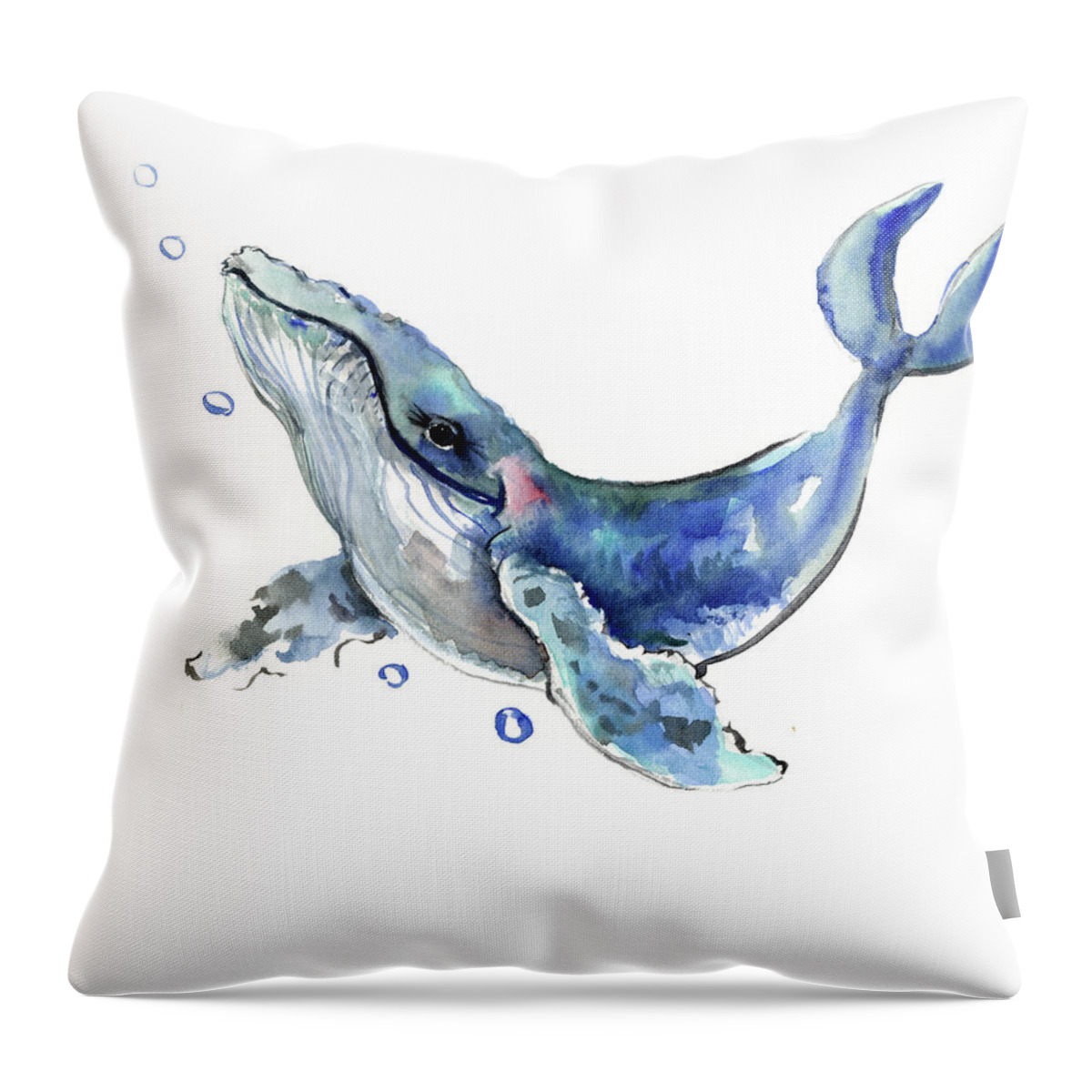 Whale Throw Pillow featuring the painting Humpback Whale #1 by Suren Nersisyan