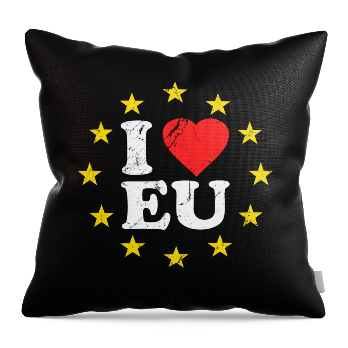 European-union Throw Pillow featuring the digital art I Love The European Union EU #1 by Flippin Sweet Gear