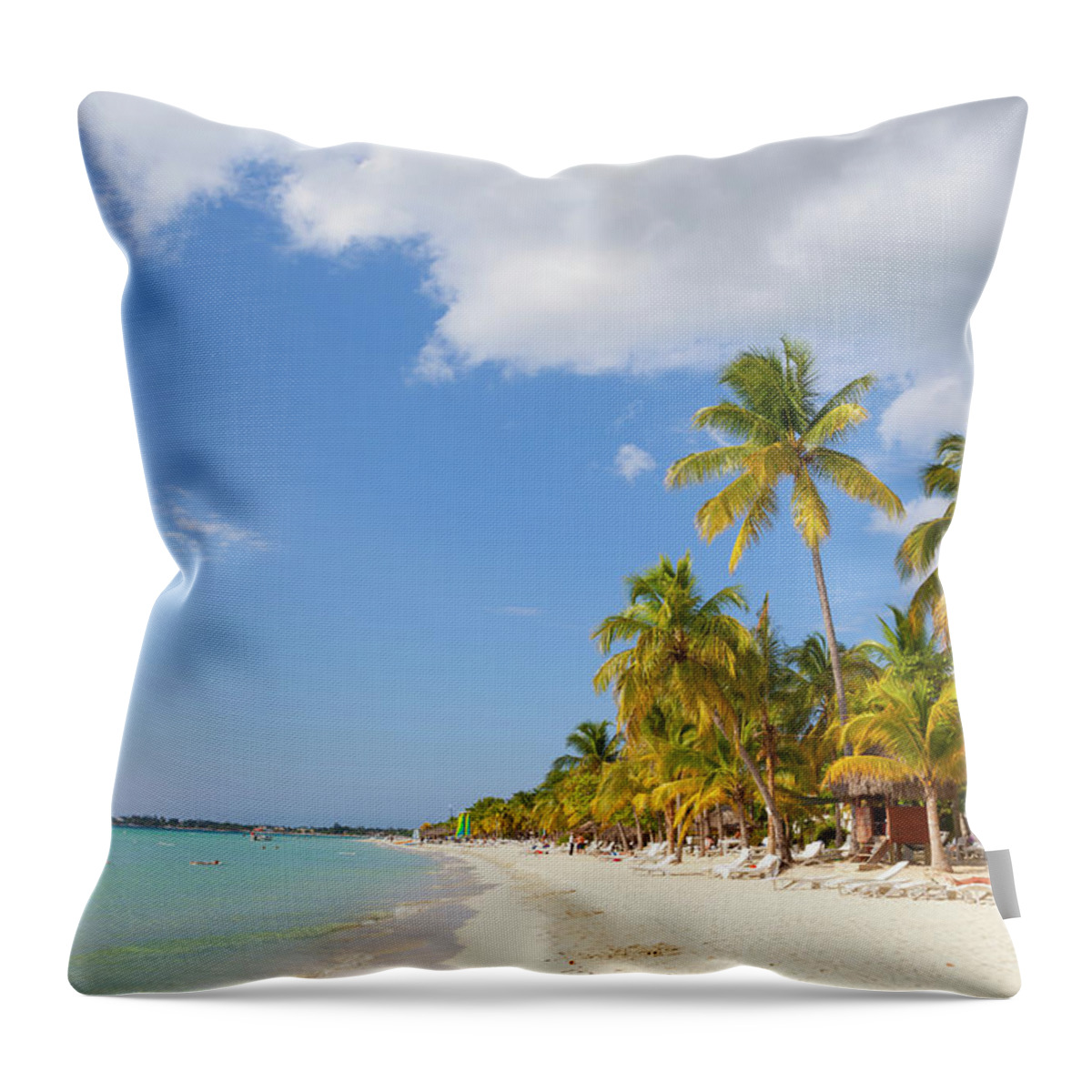 Water's Edge Throw Pillow featuring the photograph Idyllic White Sand Beach, Negril #1 by Douglas Pearson