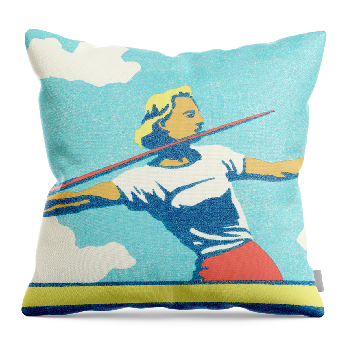 Adult Throw Pillow featuring the drawing Javelin throw #1 by CSA Images