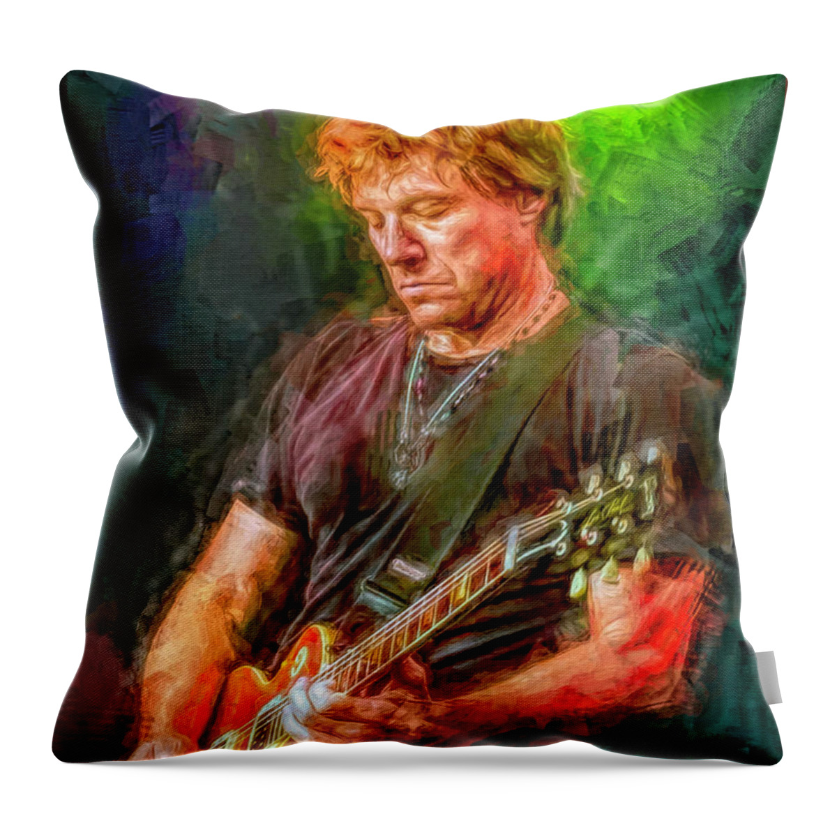 Jon Bon Jovi Throw Pillow featuring the mixed media Jon Bon Jovi #1 by Mal Bray