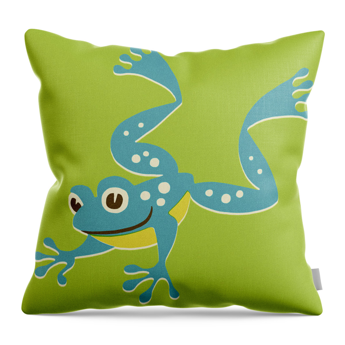 Amphibian Throw Pillow featuring the drawing Jumping Frog #1 by CSA Images
