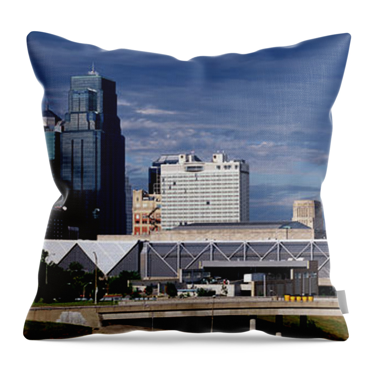 Panoramic Throw Pillow featuring the photograph Kansas City Skyline, Missouri #1 by Jeremy Woodhouse