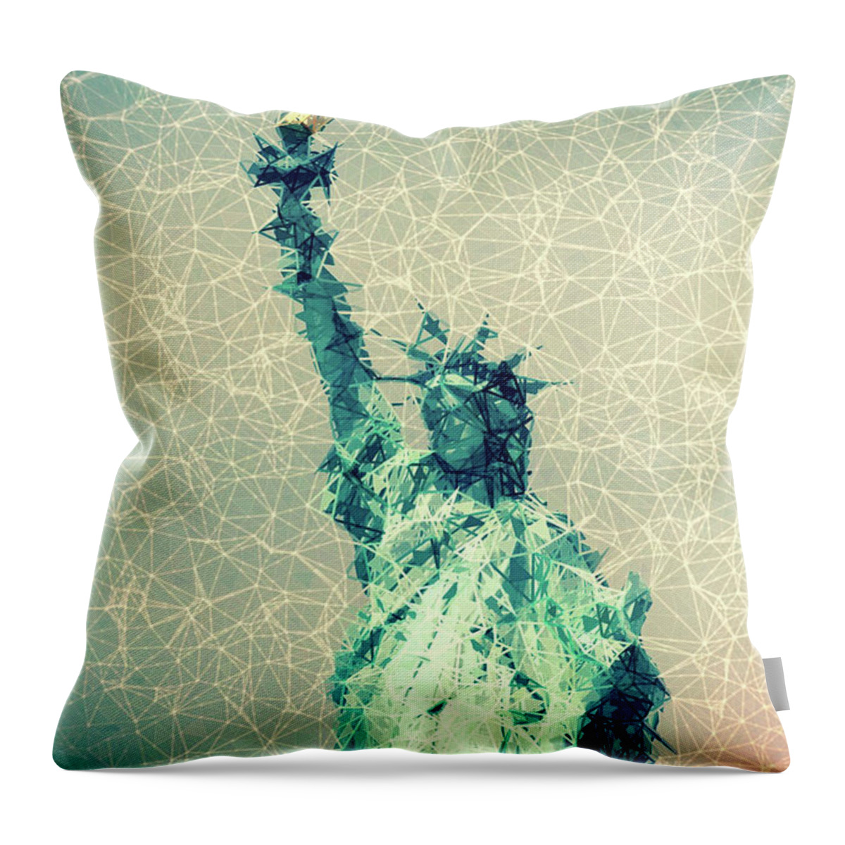 Lady Liberty Throw Pillow featuring the digital art Lady Liberty #1 by Prince Andre Faubert