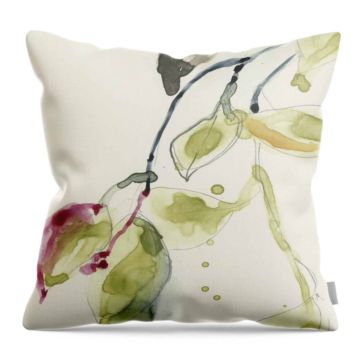 Botanical Throw Pillow featuring the painting Leaf Branch Triptych I #1 by Jennifer Goldberger