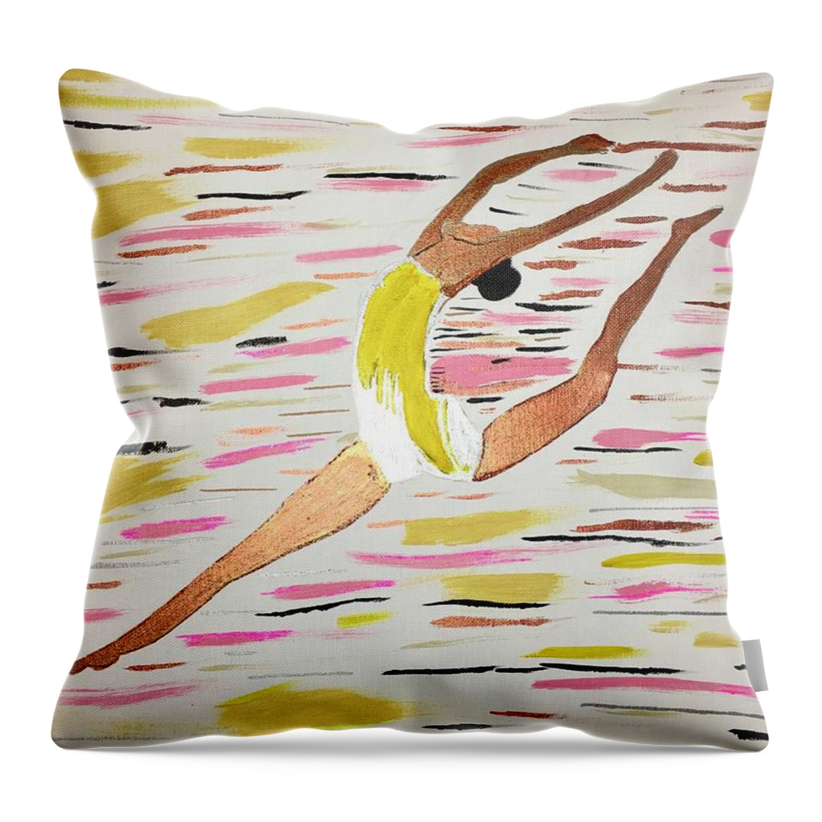 Dance Pose Throw Pillow featuring the mixed media Leap #1 by Tara Rocker