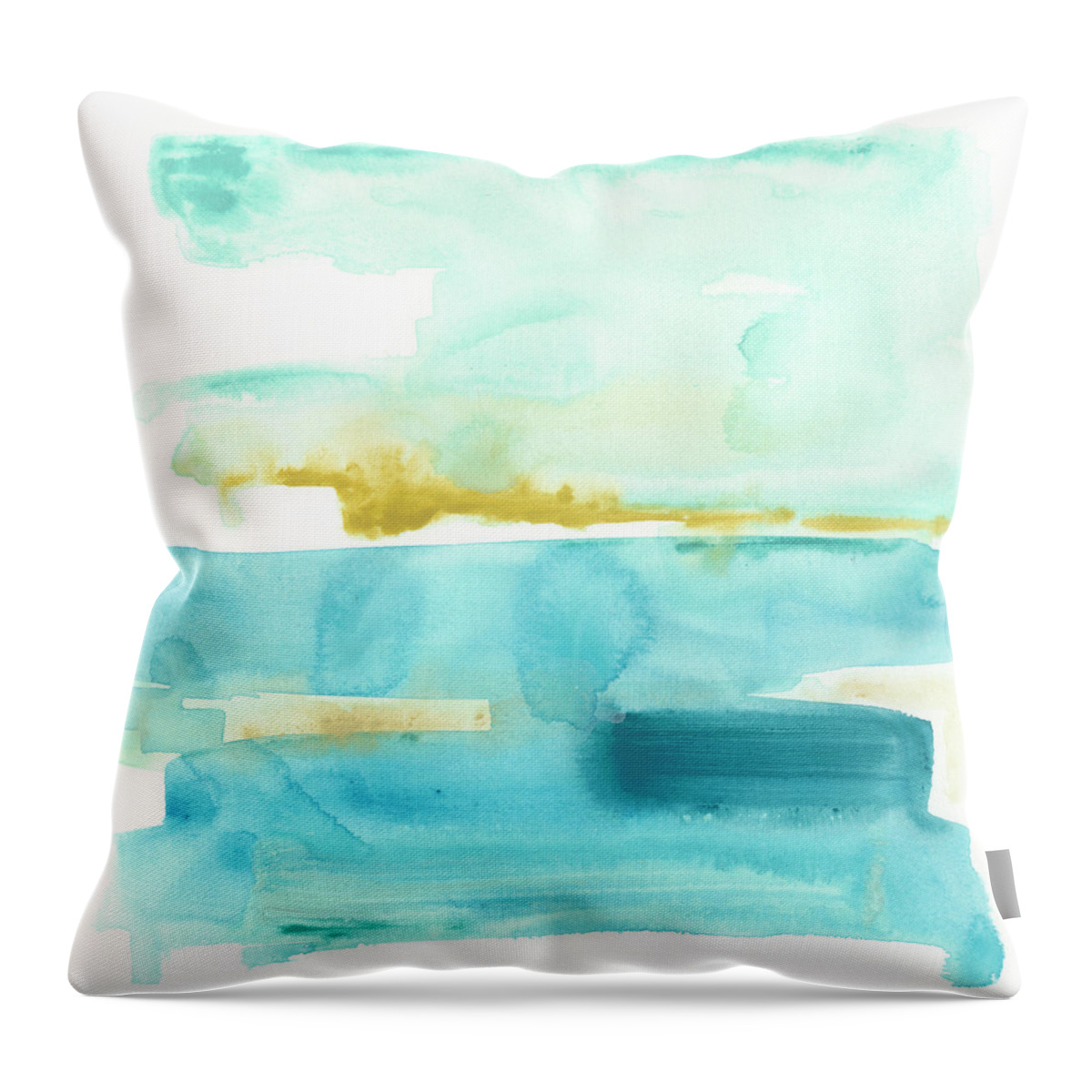 Landscapes Throw Pillow featuring the painting Liquid Shoreline V #1 by June Erica Vess