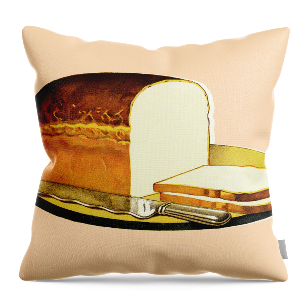 Bake Throw Pillow featuring the drawing Loaf of Bread #1 by CSA Images