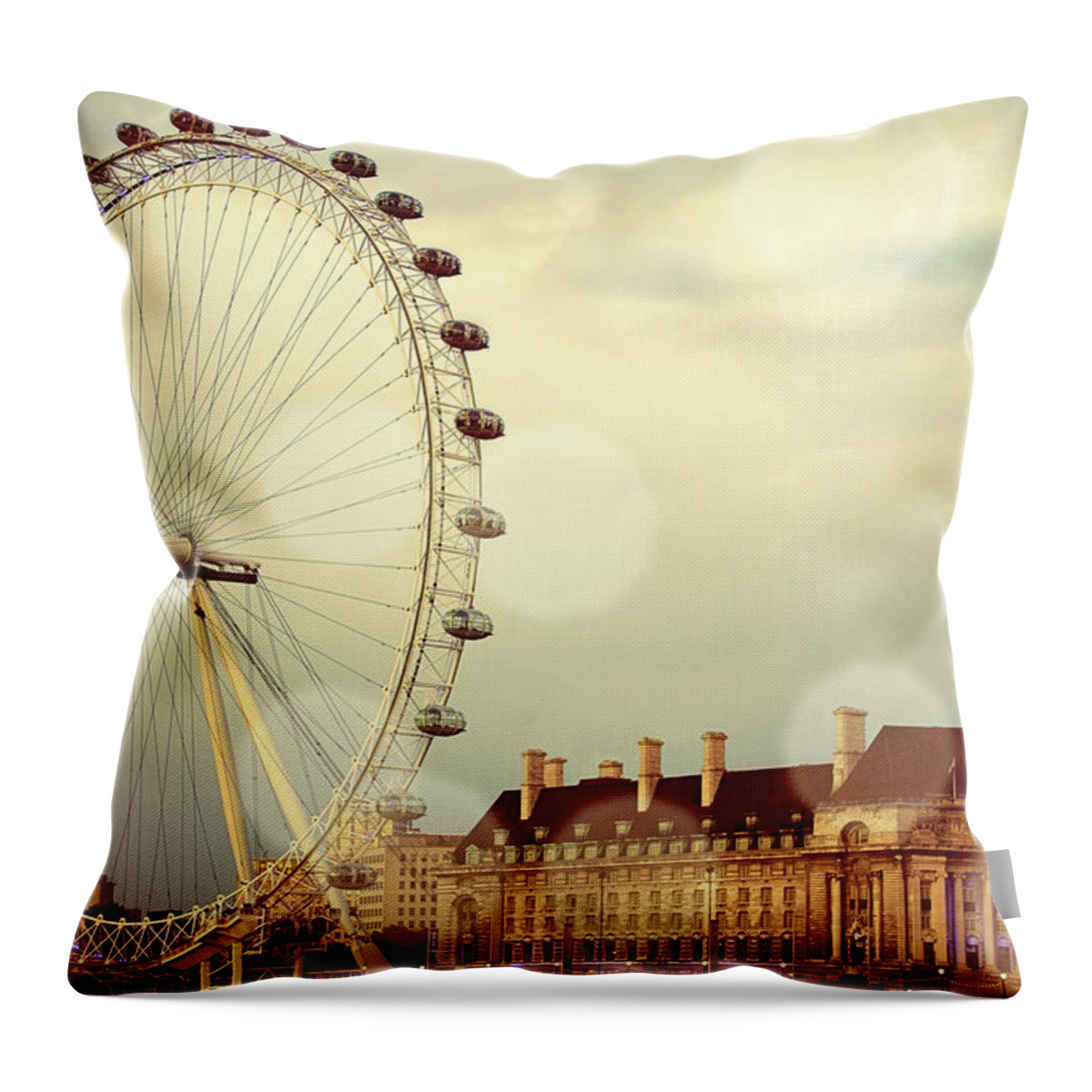 London Throw Pillow featuring the photograph London Ferris Wheel #1 by Emily Navas