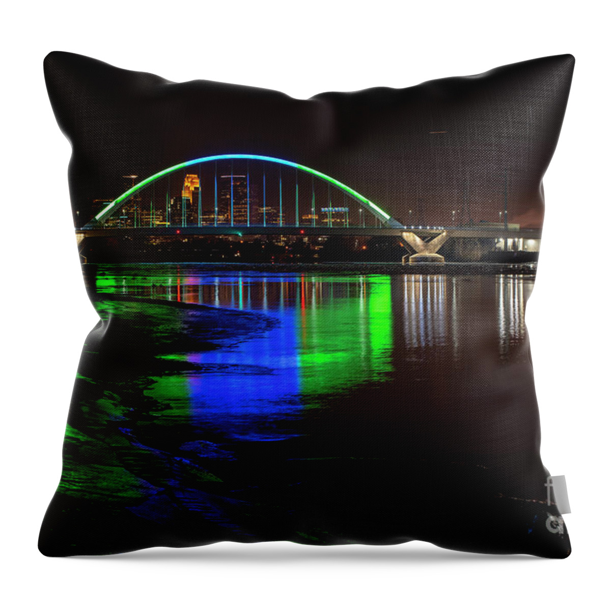 Minnesota Throw Pillow featuring the photograph Lowry Avenue Bridge #1 by David Parker