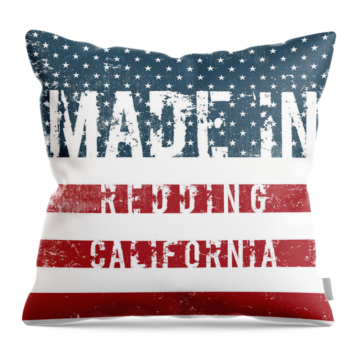 Redding Throw Pillow featuring the digital art Made in Redding, California #1 by Tinto Designs