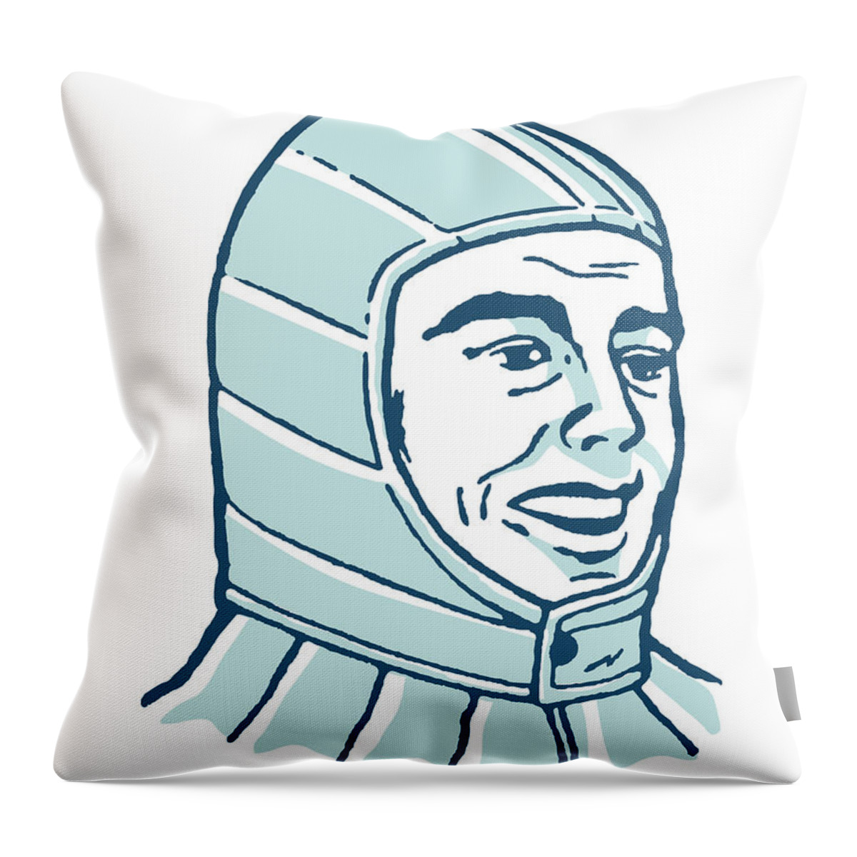 Adult Throw Pillow featuring the drawing Man Buttoned Up in Winter Gear #1 by CSA Images