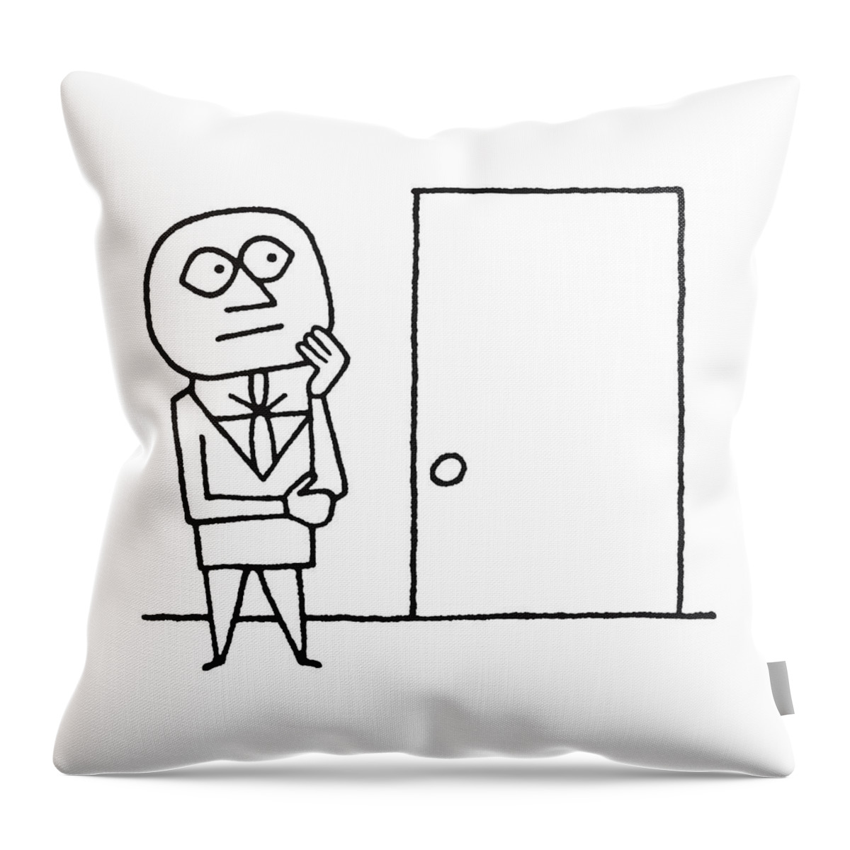 Adult Throw Pillow featuring the drawing Man Looking at a Door #1 by CSA Images