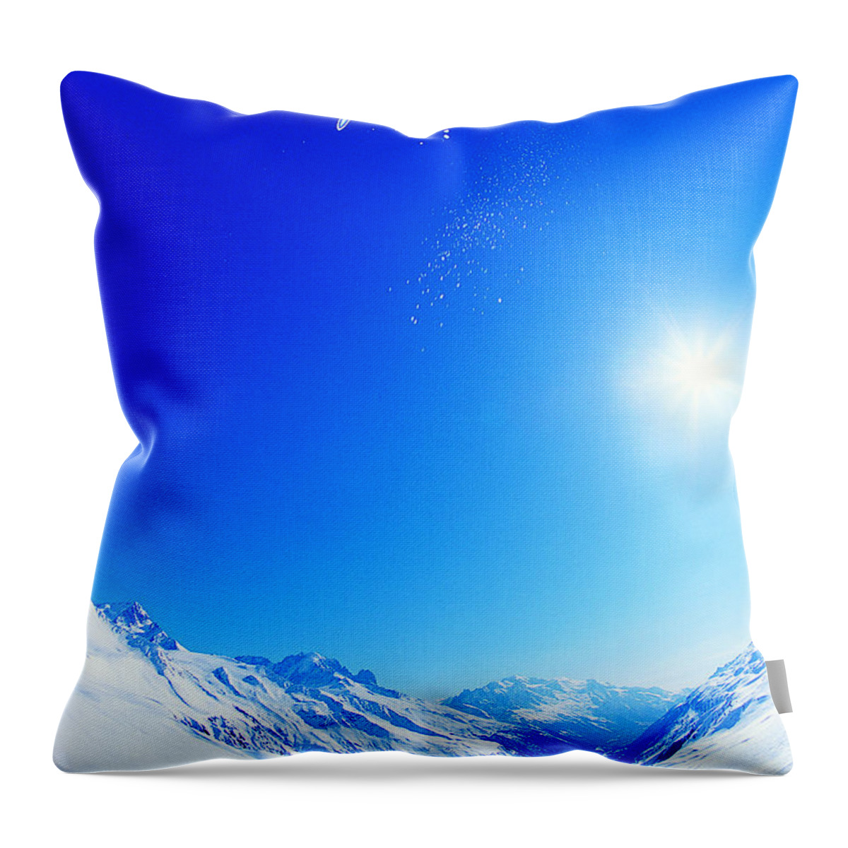 Skiing Throw Pillow featuring the photograph Man Skiing #1 by Digital Vision.