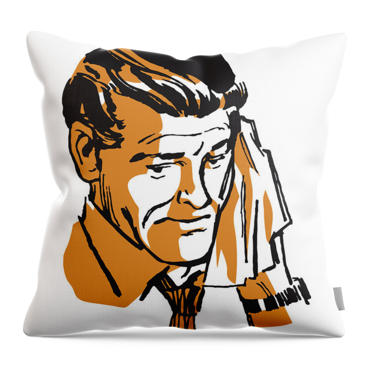 Adult Throw Pillow featuring the drawing Man Sweating and Wiping Brow with Handkerchief #1 by CSA Images