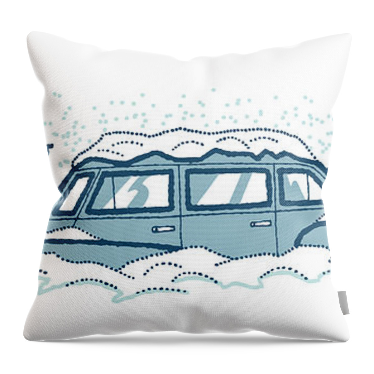 Adult Throw Pillow featuring the drawing Man Whose Car Was Snowed In #1 by CSA Images