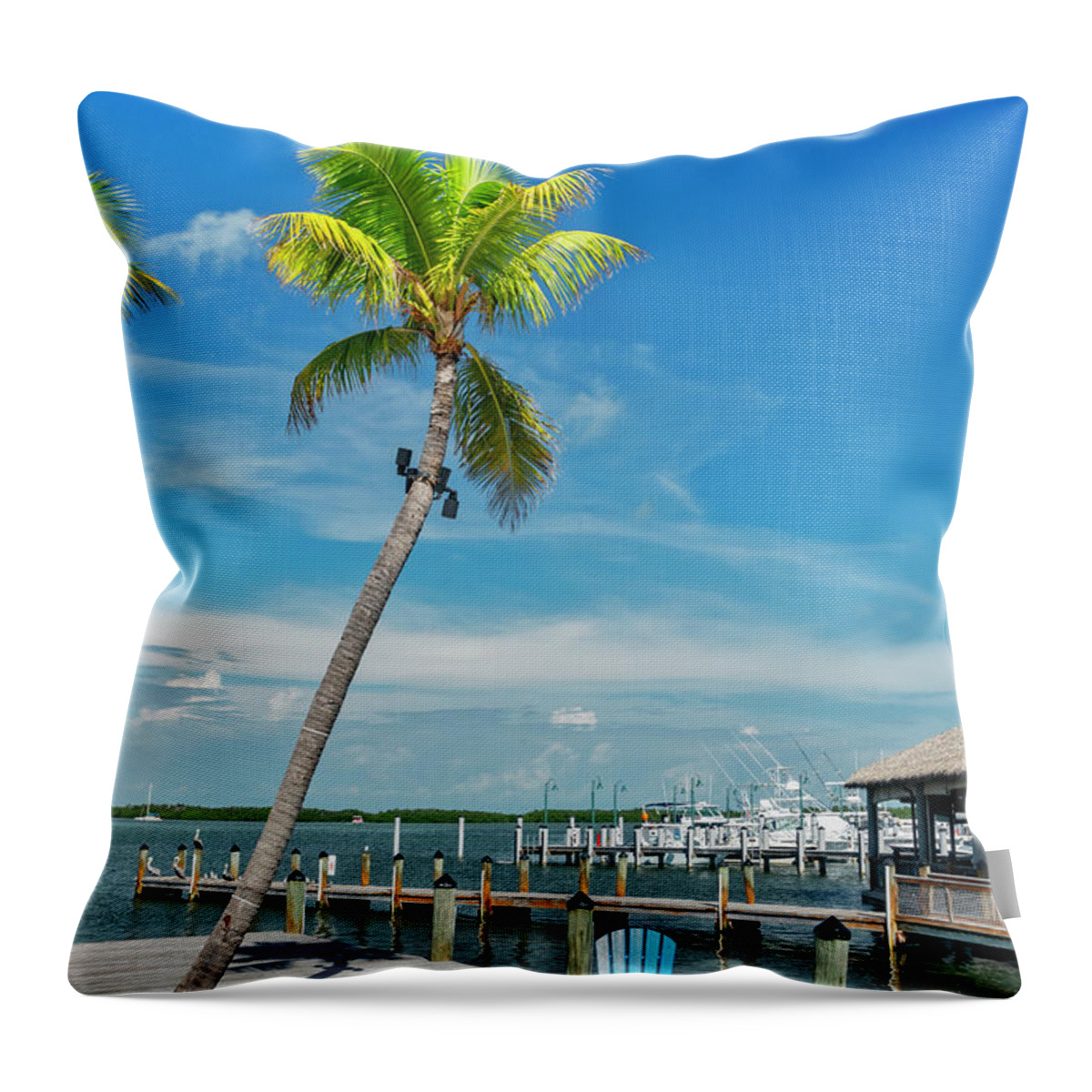 Estock Throw Pillow featuring the digital art Marina, Islamorada, Florida #1 by Laura Zeid