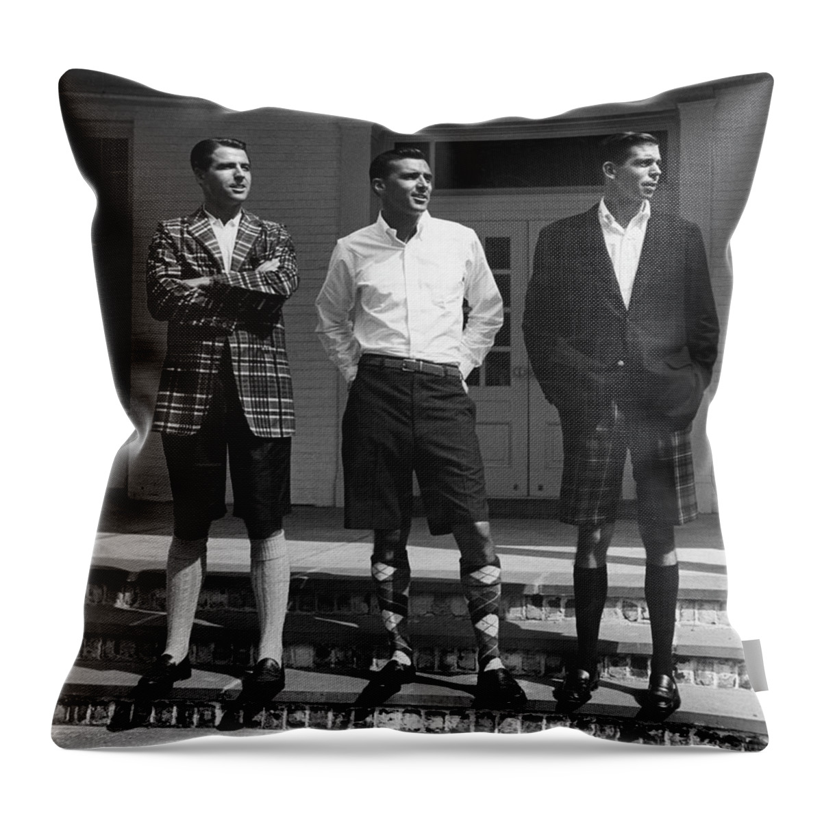 Bermuda Throw Pillow featuring the photograph Men In Bermuda Shorts by Alfred Eisenstaedt