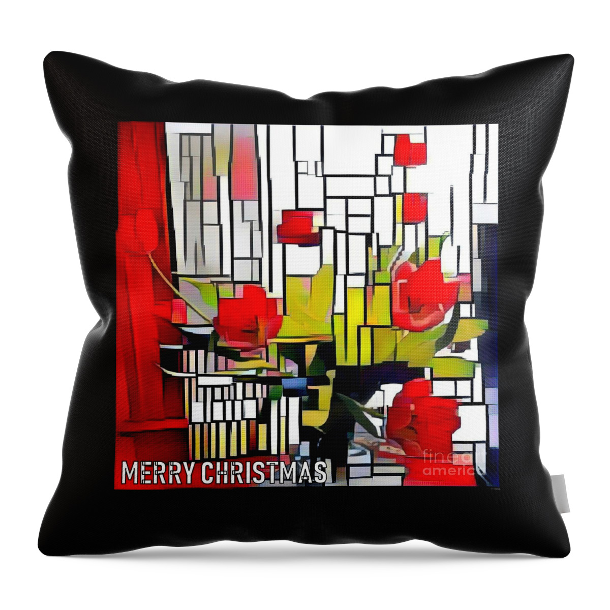 Christmas Card Throw Pillow featuring the photograph Merry Christmas Red by Jodie Marie Anne Richardson Traugott     aka jm-ART