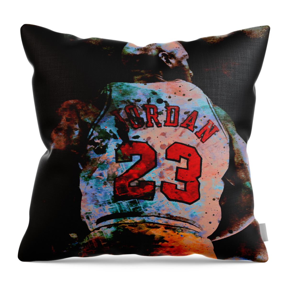 Pippen Throw Pillow featuring the mixed media Michael Jordan 23b #1 by Brian Reaves