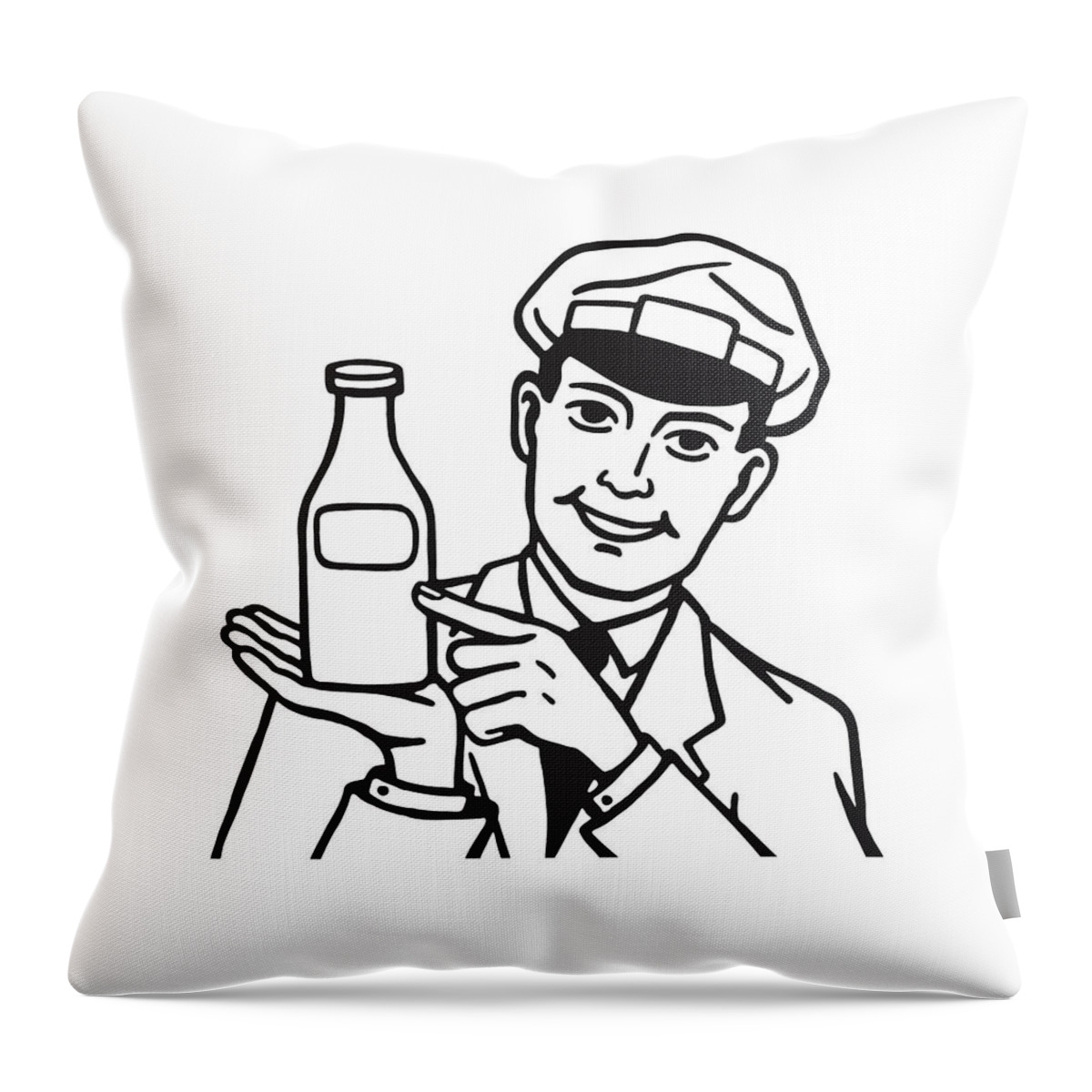 Accessories Throw Pillow featuring the drawing Milkman Holding Bottle #1 by CSA Images