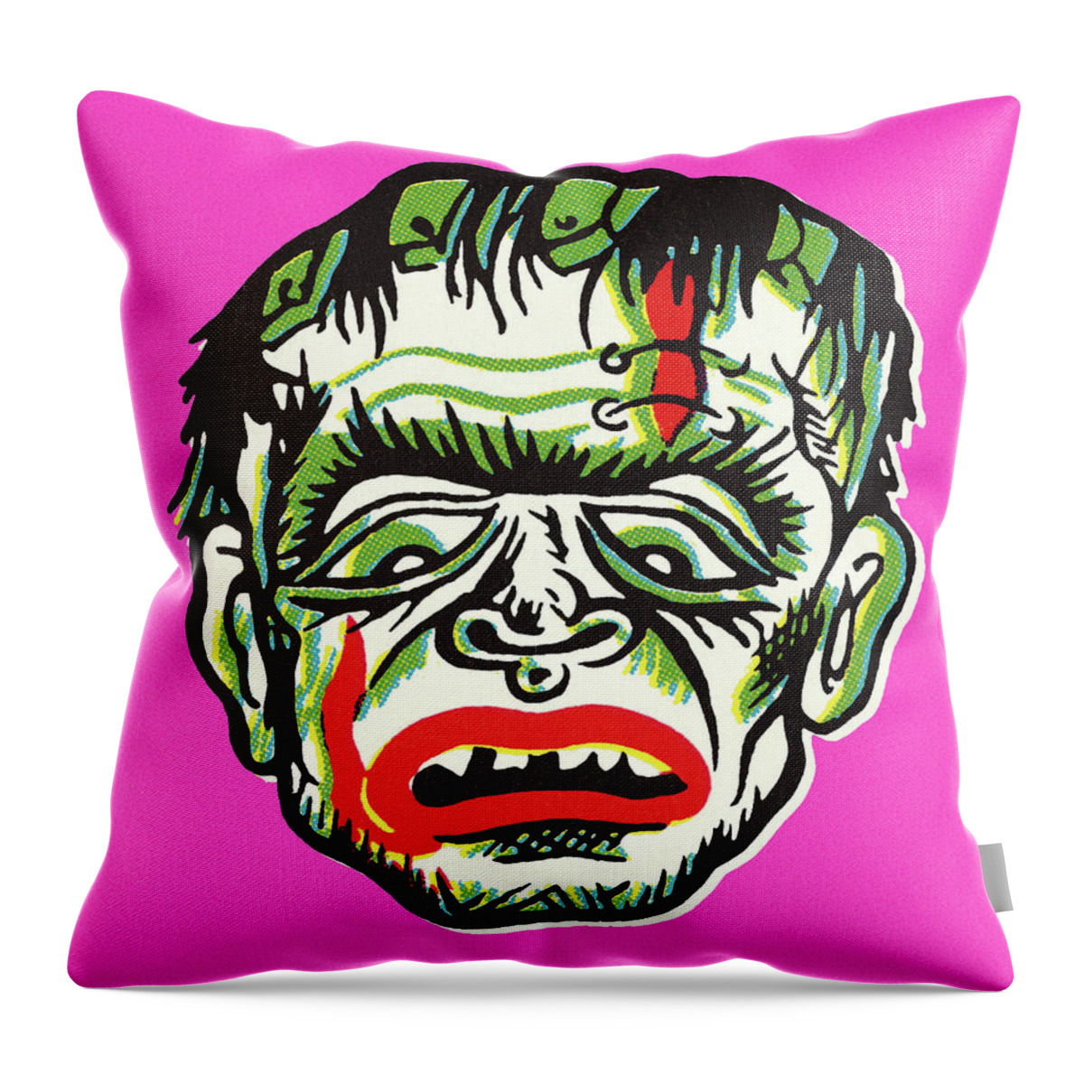 Afraid Throw Pillow featuring the drawing Monster Head #1 by CSA Images