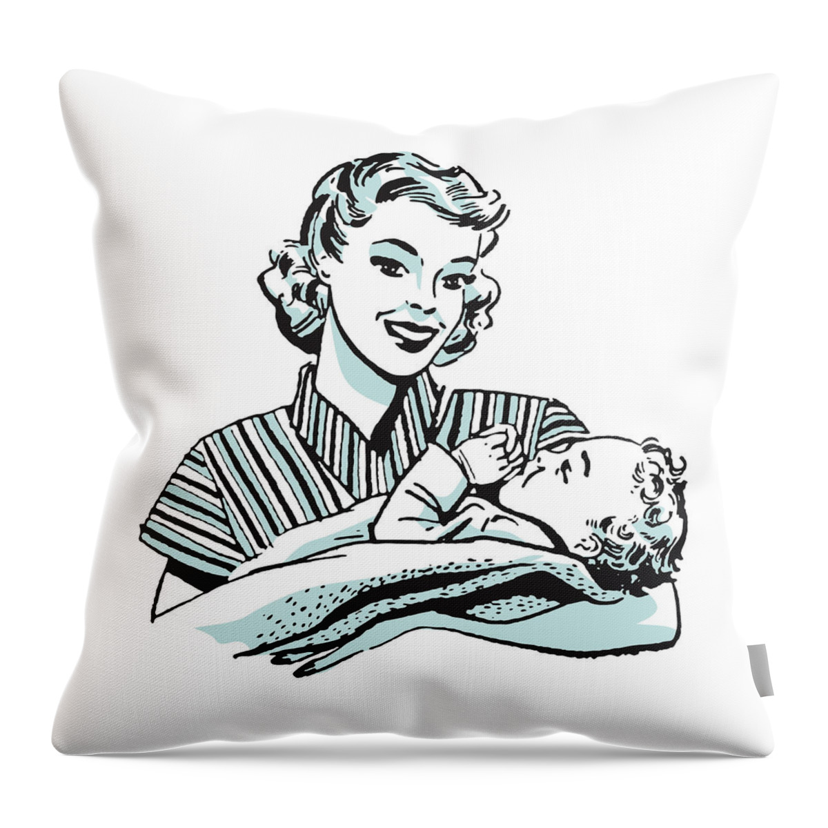 Adult Throw Pillow featuring the drawing Mother Holding Child #1 by CSA Images