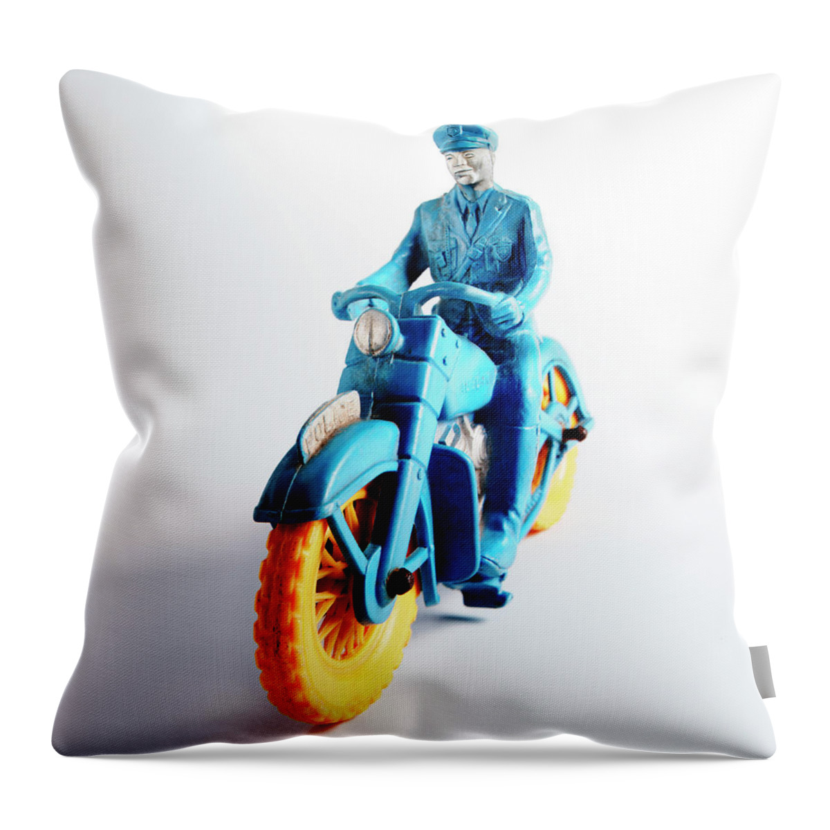 Adult Throw Pillow featuring the drawing Motorcycle Policeman #1 by CSA Images