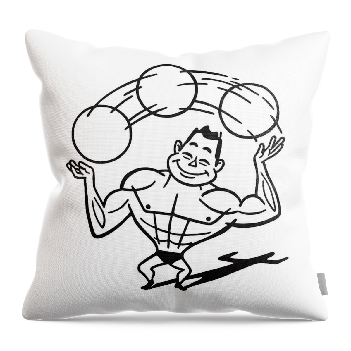 Adult Throw Pillow featuring the drawing Muscular Man Juggling #1 by CSA Images