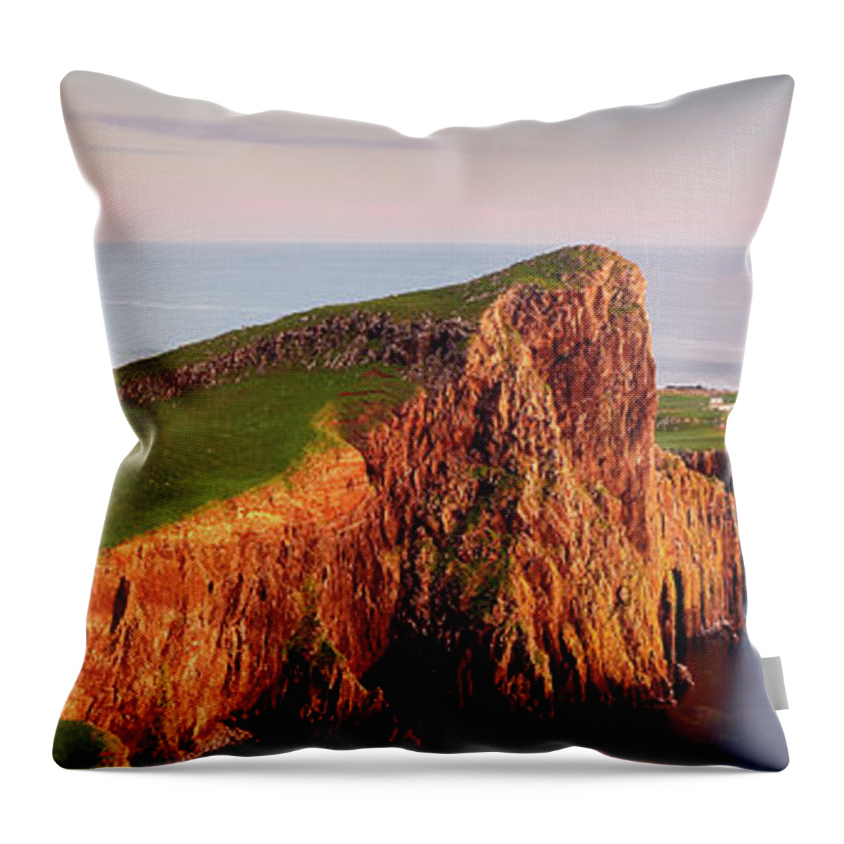 Scottish Landscape Throw Pillow featuring the photograph Neist Point Sunset - Isle of Skye #2 by Grant Glendinning