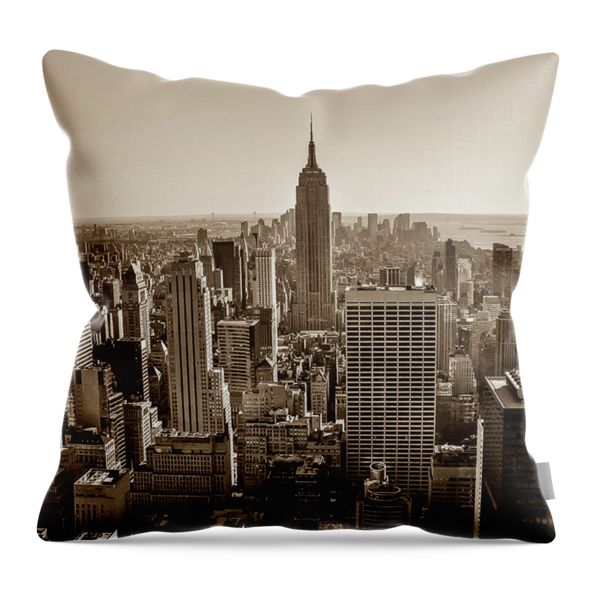 New Throw Pillow featuring the painting New York Sepia View #1 by Bill Carson Photography